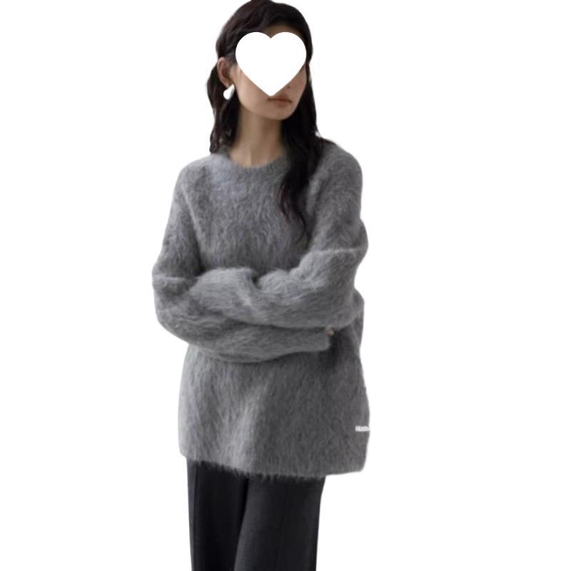 Soft Mink Cashmere Pullover Sweater - Women's Autumn/Winter Cozy Style Milk Knitted Cardigan Thickened Top