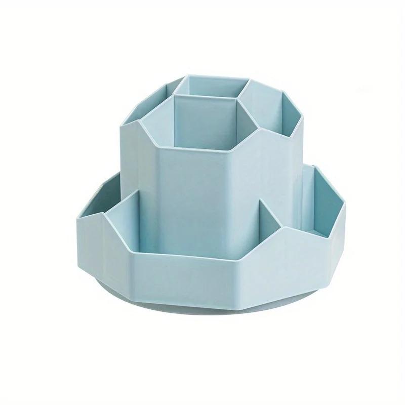 360°Rotatable Pen Holder Large Capacity Makeup Brush Storage Rack Pencil Box Multi-functional Desktop Organizer School Office