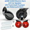 1Pair 60Db Electric Horn 12V Car Speaker 24V Truck Snail Trumpet 12V Motorcycle Horn High Pitched Whistle Waterproof Horns
