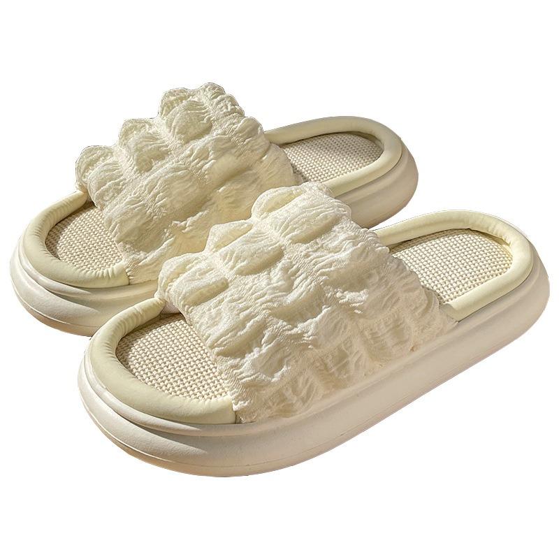 Linen slippers women's four seasons spring and autumn indoor household cotton and linen thick bottom home non-slip slippers