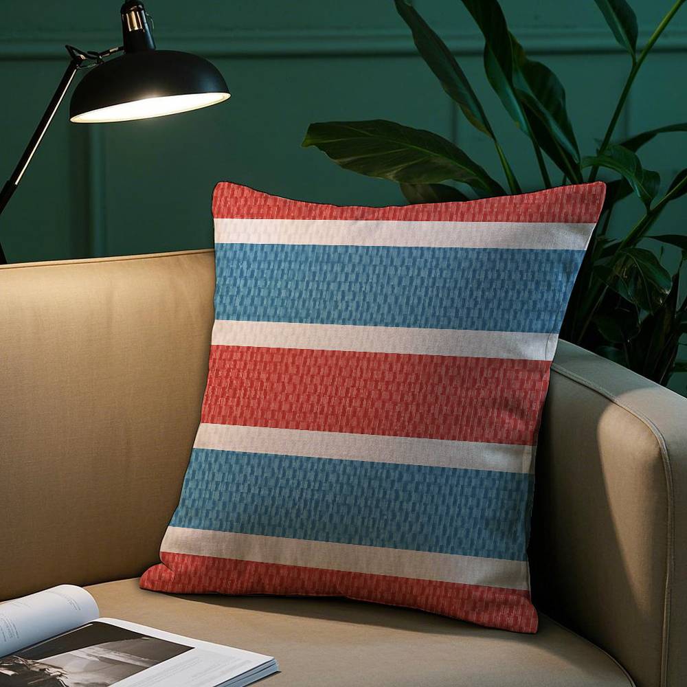 Fashion Blue Red White Pillow Case Plush Fabric Soft Pillowcase Double Sided Print Sofa Cushion Cover Throw