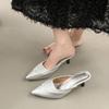 Fashion New Style Fashion Designer Transparent Baotou Roman Sandal Super High Heel Fashion Pointed Toe Light Mouth Color Block Flip Flop