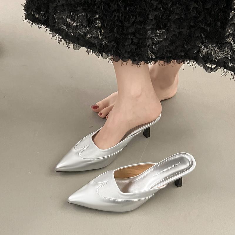 Fashion New Style Fashion Designer Transparent Baotou Roman Sandal Super High Heel Fashion Pointed Toe Light Mouth Color Block Flip Flop