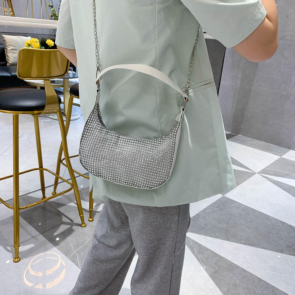 Acrylic Fashion Shoulder Handbags Women Party Chain Clutch Bags (Silver)