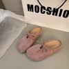 Retro versatile flat-bottomed bag head slippers women's spring new bow one-pedal soft-soled half slippers