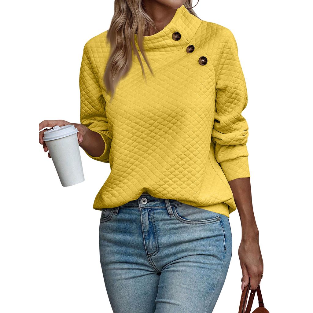 Women's Color High Neck Pullover Sweatshirt for Fall Winter