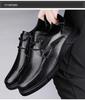 Men's Spring Low-Top Leather Lace-up Casual Shoes - Round Toe & Flat Sole