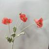 Silk Poppy Flower Flocking Simulation with 4 Heads for Decorative Photography