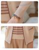 Mom's Chic Spring Knit Cardigan & Inner Layer Striped Two-Piece Set for Mid-Aged Woman