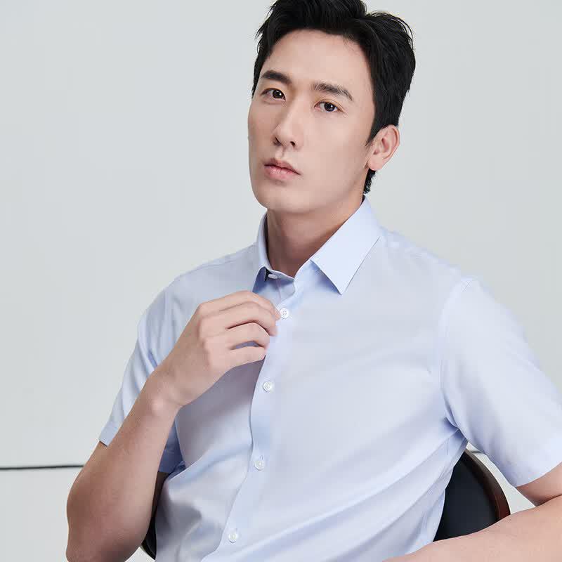 Baoxiniao Men's Pure Cotton Wrinkle-Free Short-Sleeve Business Shirt