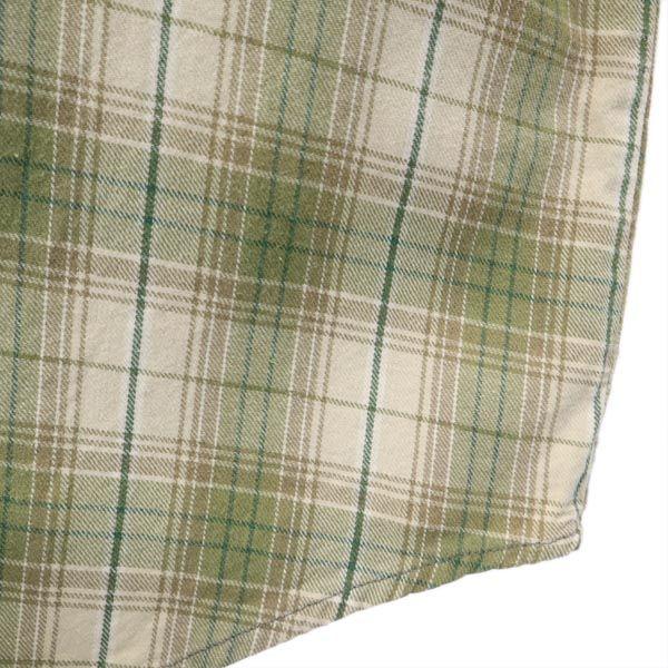 Check Pattern Long Sleeve Shirt One Piece Beige X Brown X Green Women Used