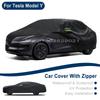 For Tesla Model Y Full Car Cover - Outdoor Universal Full Body Cover With Side Zipper, Waterproof Dustproof Sunshield