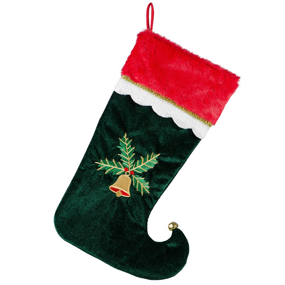 Christmas socks gift bag velvet embroidered elf legs Christmas stockings gift bag fireplace stairs Christmas decoration