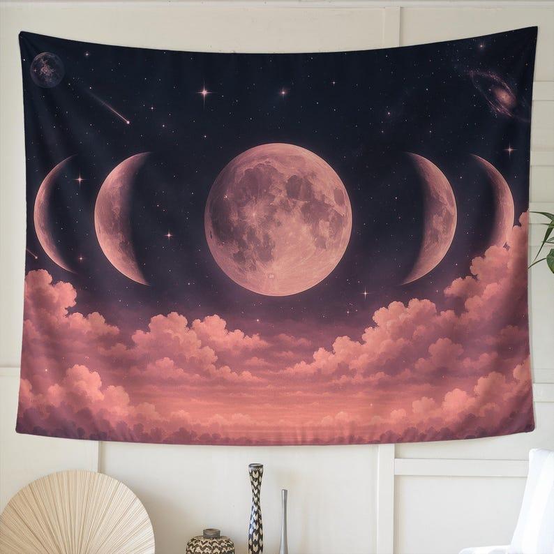 Pink Moon Phase tapestry 75x100 чёрный