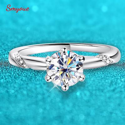 Smyoue 0.5-3CT Certified Moissanite Ring for Women Brilliant High Quality Wedding Band 925  Silver Jewelry Wholesale GRA