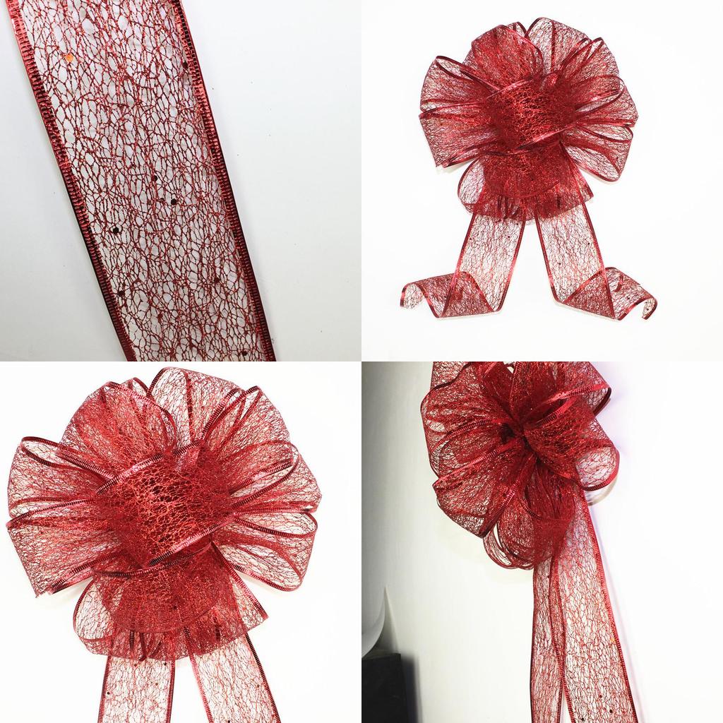 Grand Bouquet de Nœuds Rouges de Noël Ornement Décoratif de Fête Pour la Joie Festive