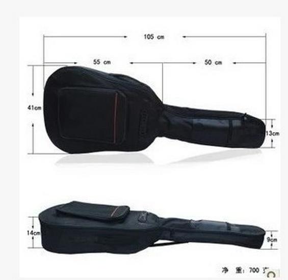 41-Inch Padded Guitar and Ukulele Bag with Yellow Stitching, Optional Text, Thickened Padding, for Folk Guitars.