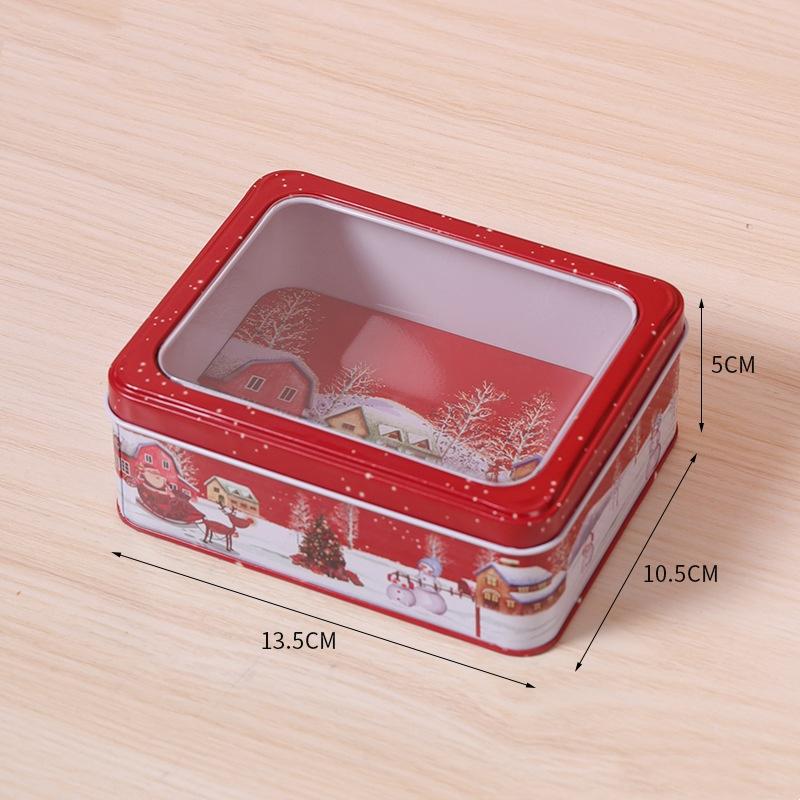 

Різдвяна прозора жерстяна коробка для зберігання печива, цукерок, шоколаду з вишуканою кришкою, коробка для упаковки різдвяних подарунків