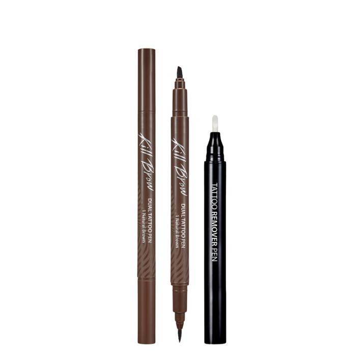 Двусторонний тату-маркер для бровей с смывающим стержнем (3colors) 01 Natural Brown