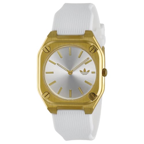 Adidas Originals Swatch City Tech Thin Watch, Silver Dial, Stainless Steel, Mineral Glass, Quartz Movement, Men's, AOFH24003