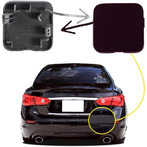 Car Rear Bumper Tow Hook Cover Compatible with Infiniti Q50 2014 2015 2016 2017 2018 Trailer Cover Cap 850714GA0A 85071-4GA0A Small Lid Towing Eye