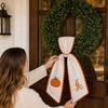 Seasonal Wreath Ornament Accessories Halloween Pumpkin Sash for Fall Front Door Decor, Orange Scalloped Fabric Party Supplies Home Ribbon with