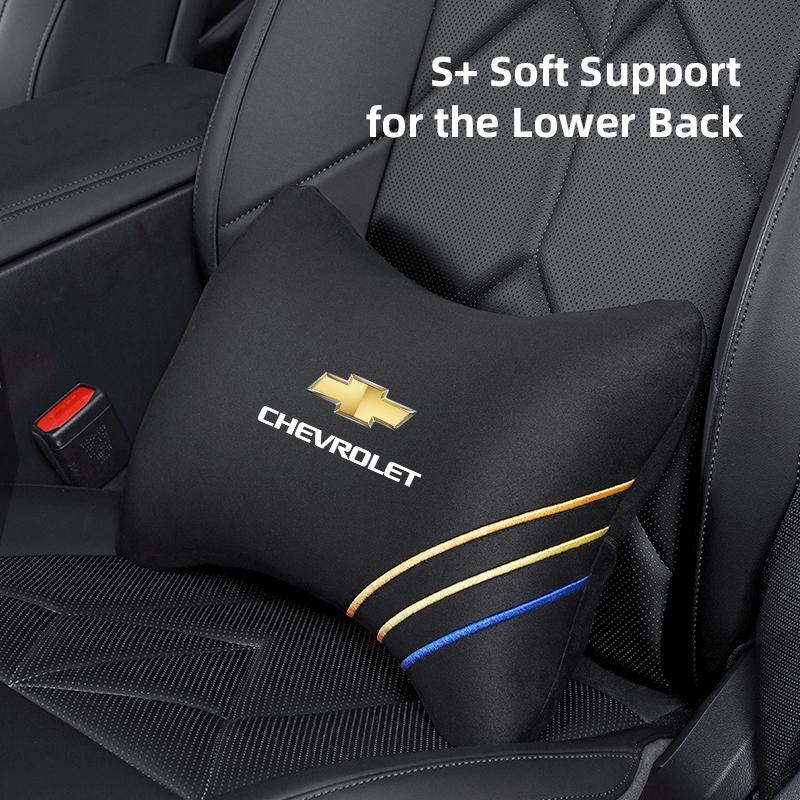 Car Headrest Pillow Lumbar Support Suede Neck Rest Back For Chevrolet Camaro Equinox Traverse Montana Silverado Trax Keychain