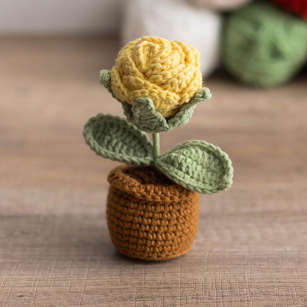 Háčkovaný slunečnicový košík Ručně pletené simulované slunečnice Květináčové ozdoby Sváteční dárky