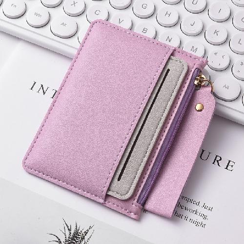 Ultra-thin PU card holder female Korean version of the zipper coin purse multi-card slot simple fashion compact card holder anti-degaussing