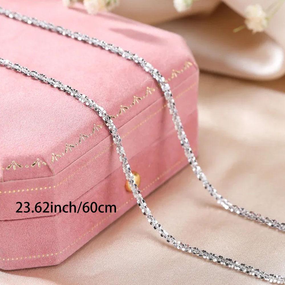 Copper Necklace 2mm Sparkling Collarbone, Sweater Chain, High Charm Jewelry Gift Women