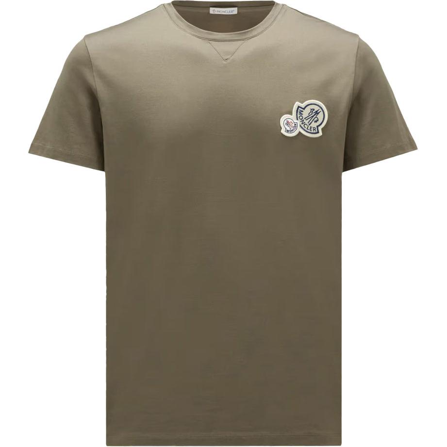 Moncler Logo Ronde Hals Slim Fit Korte Mouw T-shirt Heren Tops Groen K1-091-8C00076-8390Y-823 XL