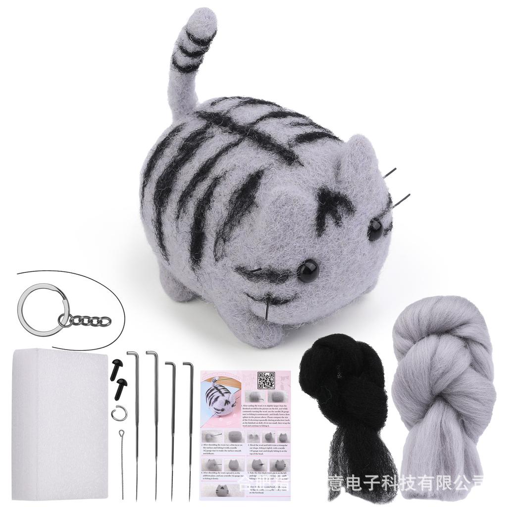 Animals DIY Needle Felting Set Non-Finished Cat Handmade Wool Felting Material For Beginners Needle Felting Supplies Kits