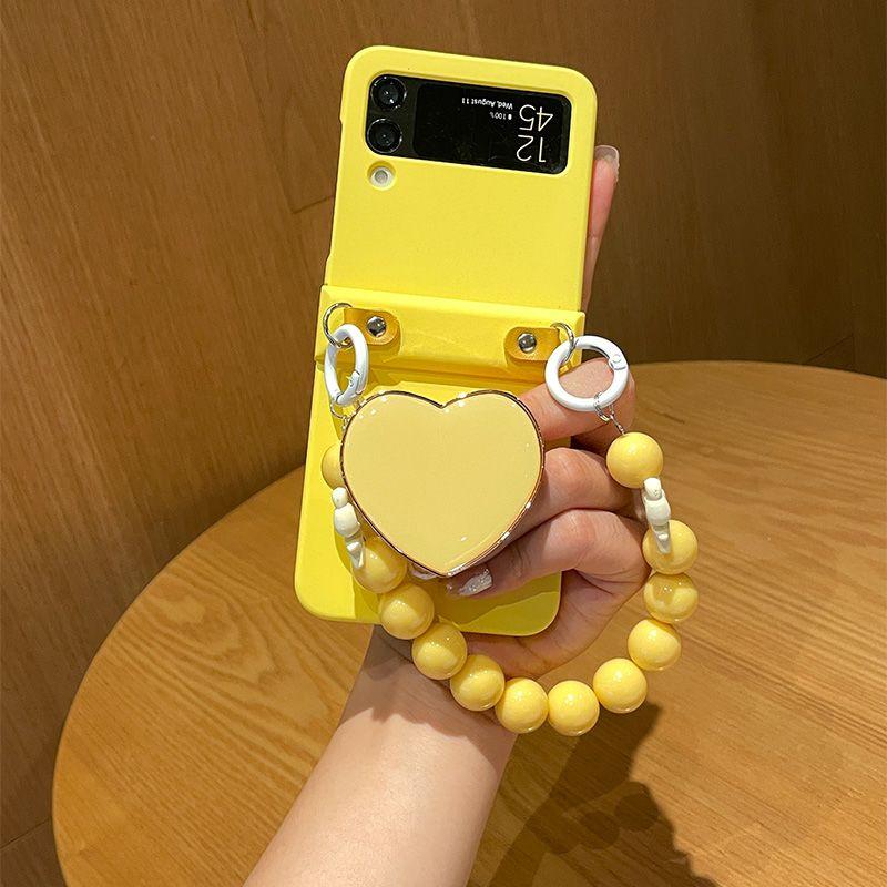 Four Colors of Simple Love Stand Suitable for Samsung Galaxy Z Flip3 4 5 6 7 W23 24 25 Flip Anti-fall Mobile Phone Protective Case