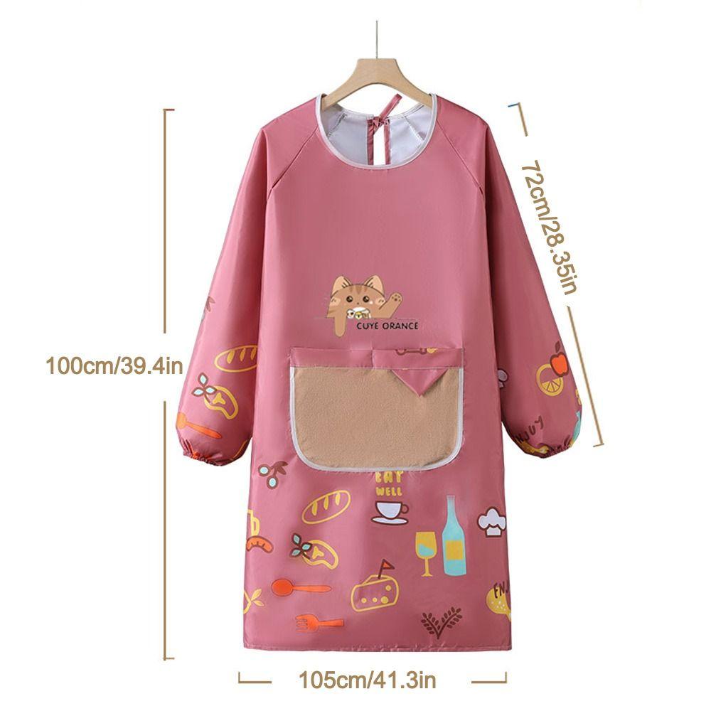 Cartoon Kitchen Apron Waterproof Long Sleeve Cooking Baking Bibs Cross Back Anti-fouling Catering Work Clothes for Home Kitchen