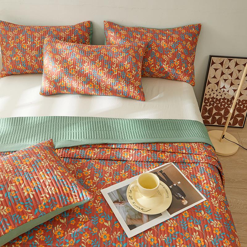 Pătură cu imprimeu flori pentru pat Bumbac Stil Pastoral Cuvertură de pat Home Pat Decoraive Matlasat (fata de perna necesita comanda)