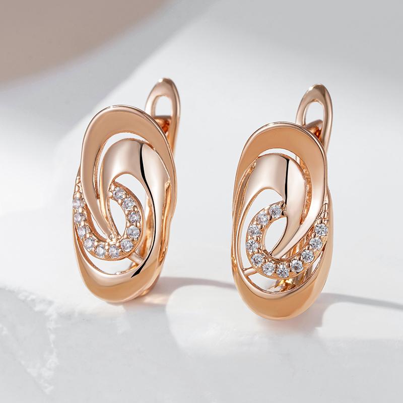New  Rose Gold Color Drop Earrings For Girl Fashion Natural Zircon Accessories Child Gifts High Quality Daily Jewelry