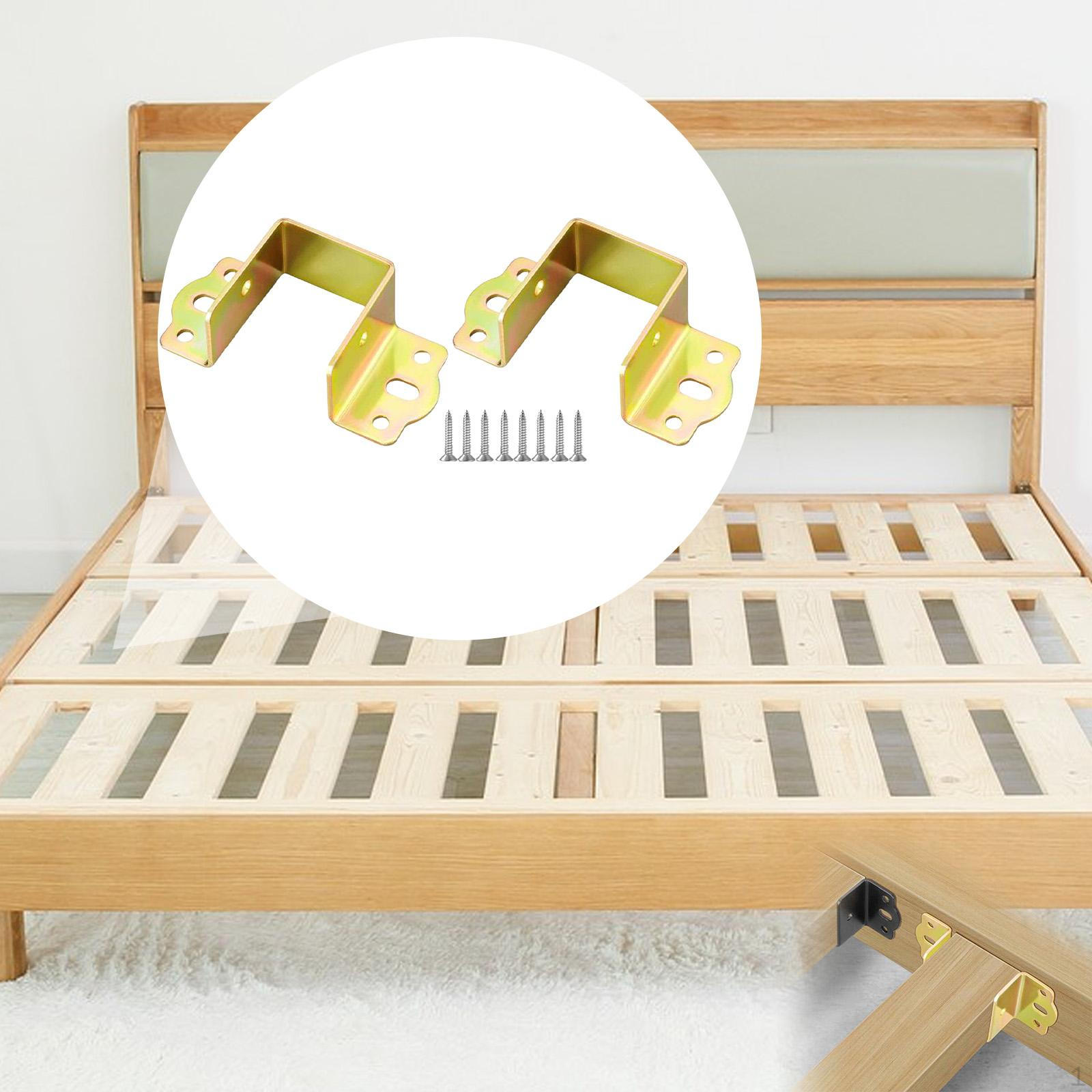 

2 Pieces Bed Rail Fittings Frame Brackets Supplies for Bunk Beds Headboard Professional Easy золотой