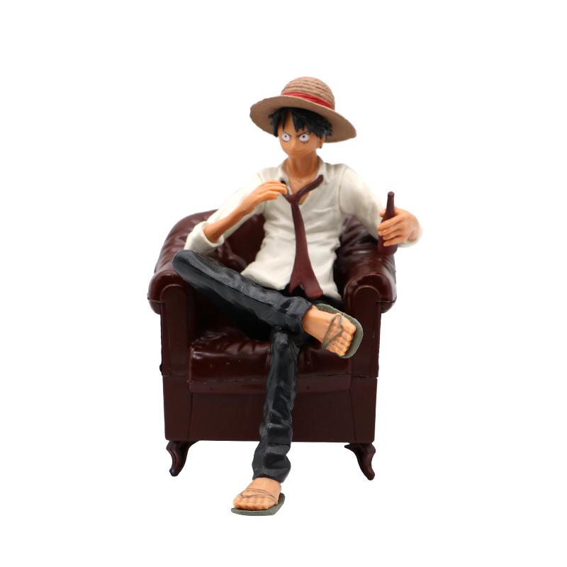 15cm OP Monkey D Luffy Action Figure Anime Luffy with sofa PVC Figurine Collectible Model Toys