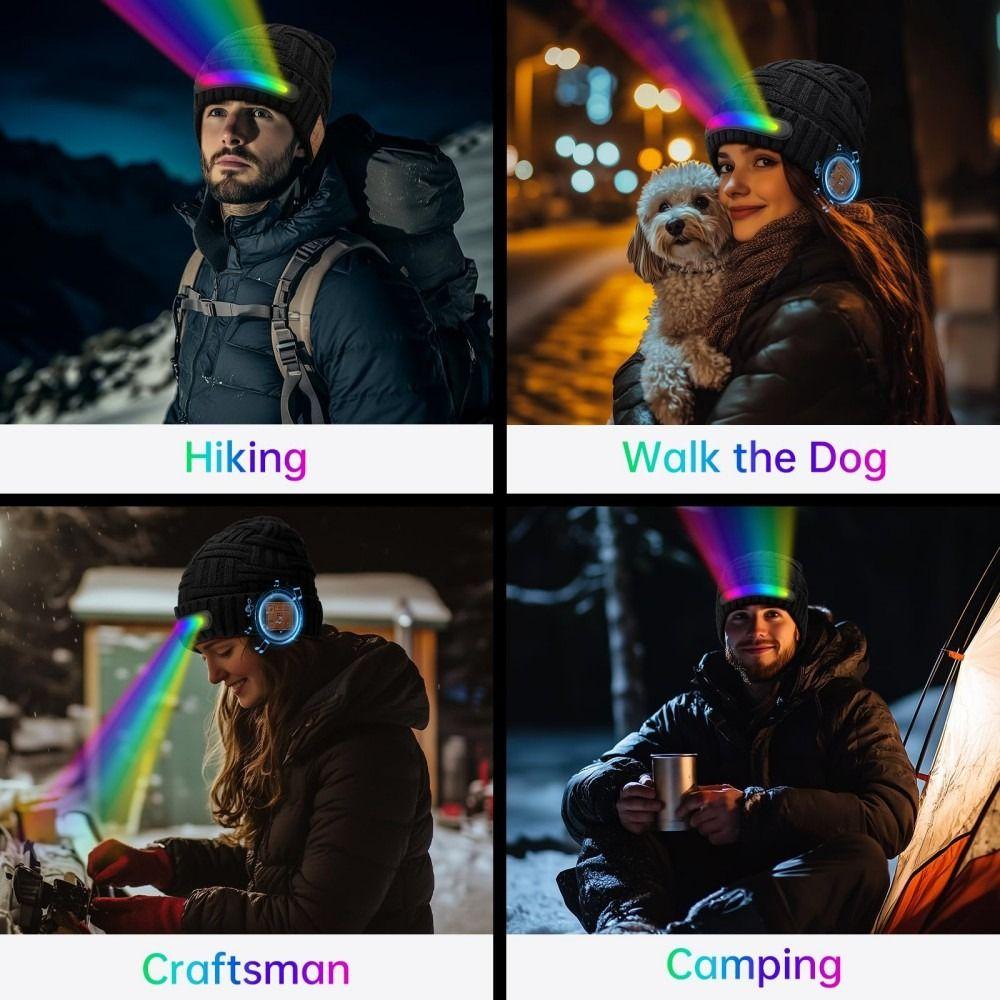 USB Rechargeable Bluetooth Music Knitted Hat Ear Protection Hat for Outdoor Cycling Skiing