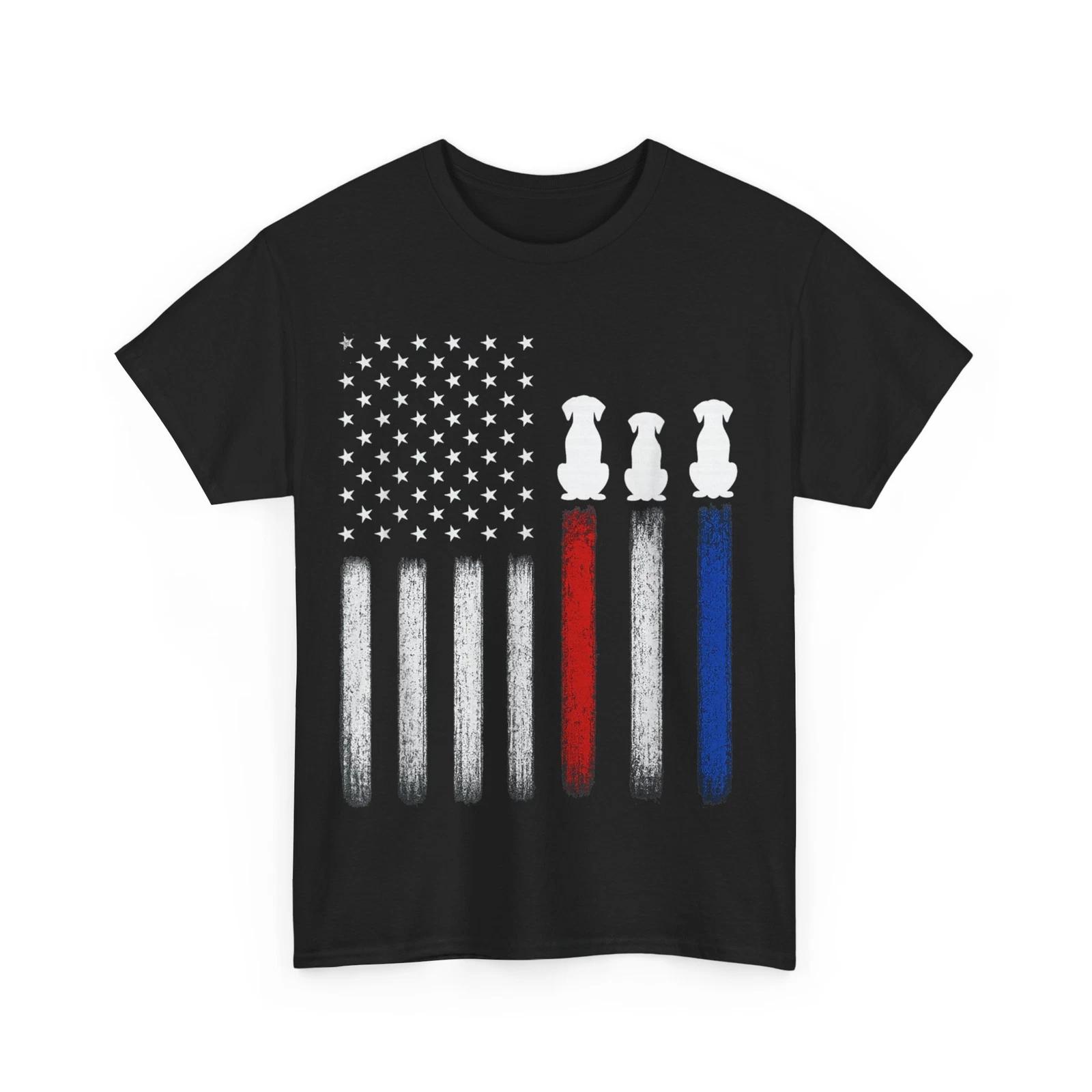 American Flag with Dog Silhouettes, Pet Lover 4th of July T shirt 2XL