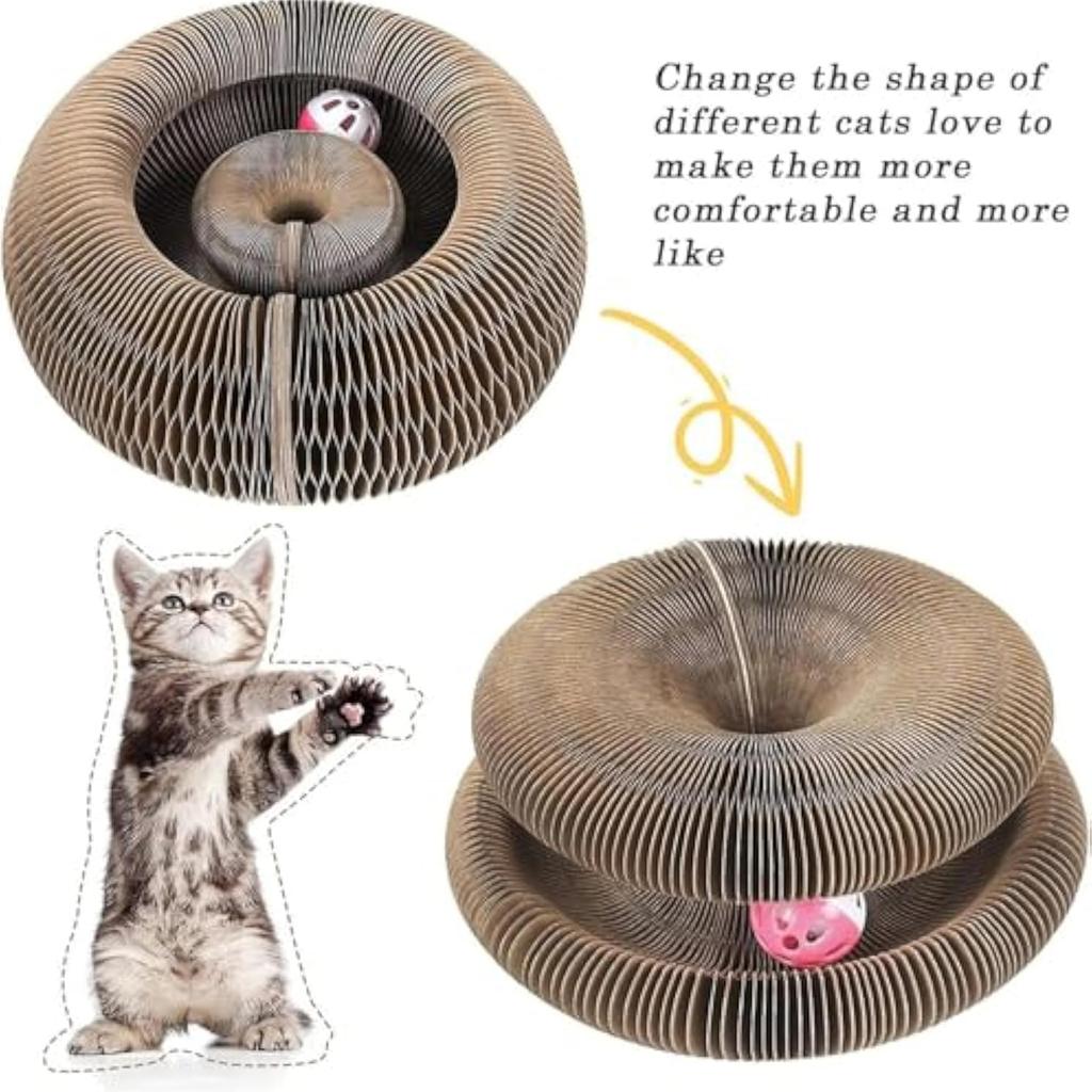 Foldable Flexible Cat Scratcher Boopz Bell-Ball for Cats Accordion Cardboard Interactive & Transformable Scratching Toy