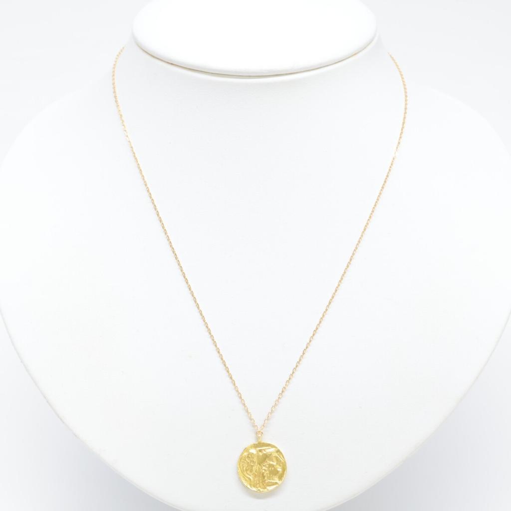 MARIHA [1102221006] K18 Ancient Memories Gold Necklace Athena/Angel Rectangle Chain 17.7" Necklace Yellow GoldUsed