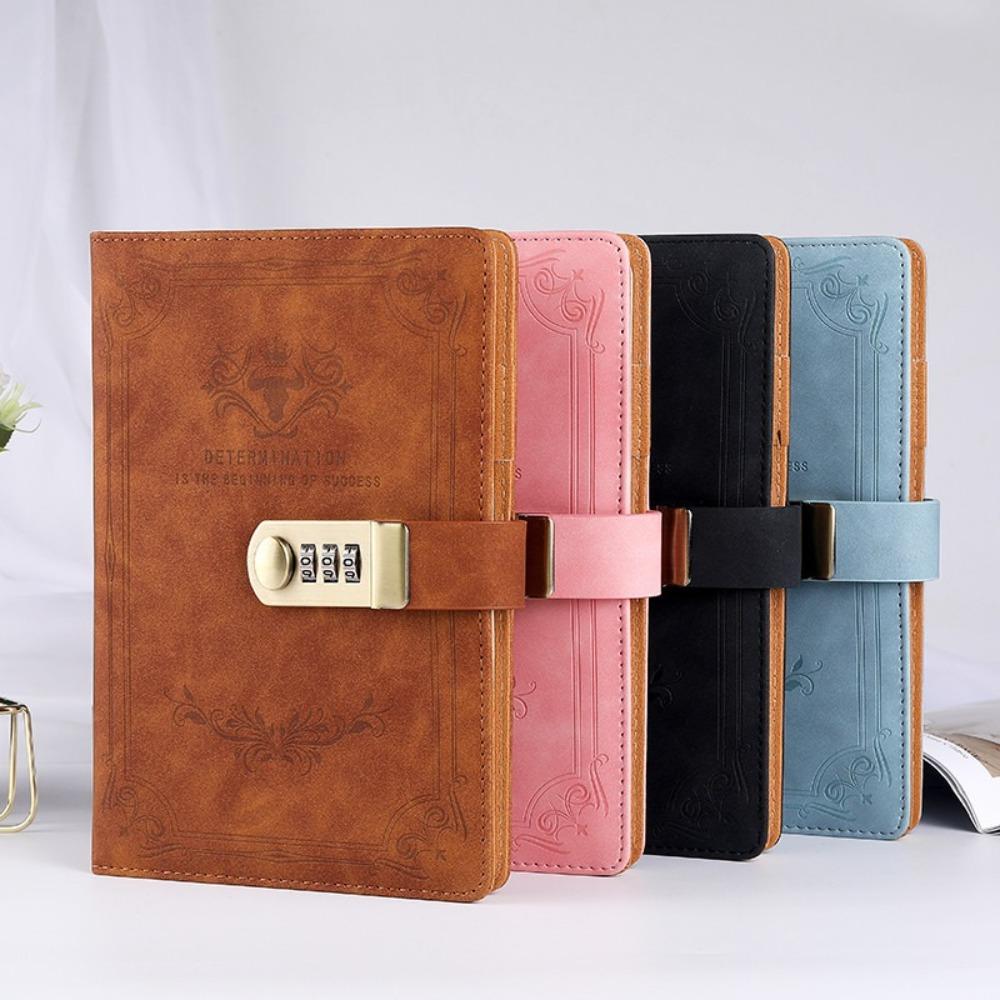 Square Lockable Journal PU Premium Quality Notepad Creative PU Leather Notebook  Travel