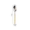 304 Stainless Steel Gold Cutlery Set with Violet Acrylic Bamboo Joint Handles: Includes Knife, Fork, and Spoon for Hotel Light Luxury Use.