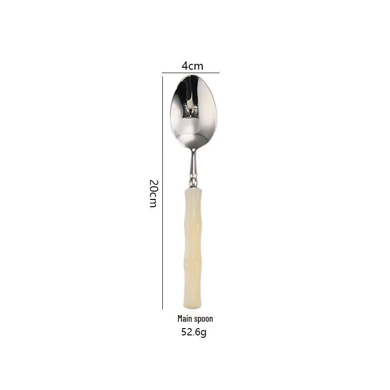 304 Stainless Steel Gold Cutlery Set with Violet Acrylic Bamboo Joint Handles: Includes Knife, Fork, and Spoon for Hotel Light Luxury Use.