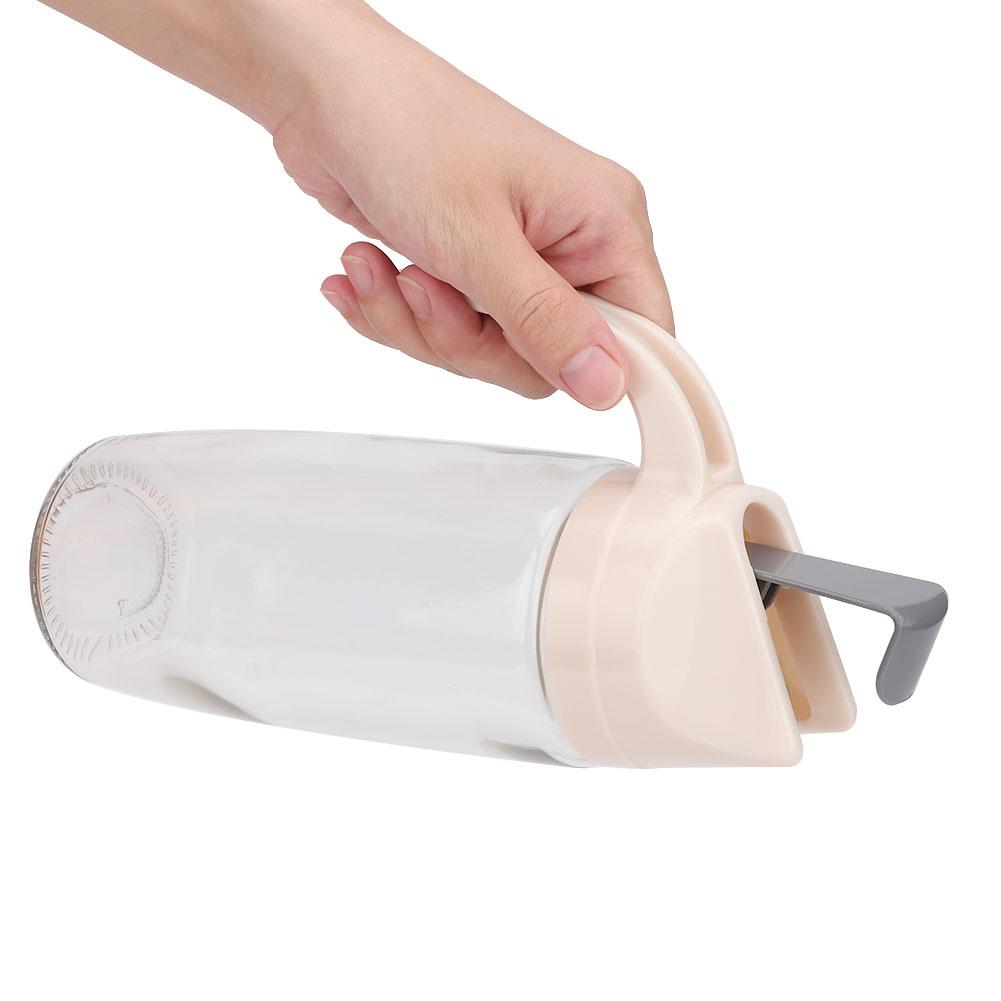 Glass Oil Dispenser Bottle  proof Dust Proof Automatic OpenCelsiusClose Oil Pot Apricot (300ml)
