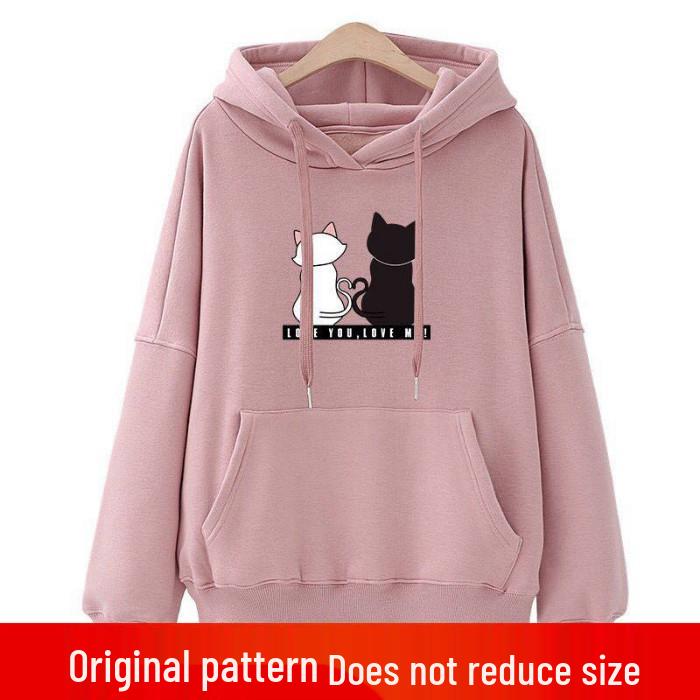 2026 Autumn Women's Korean-Style Oversized Hoodie with Velvet