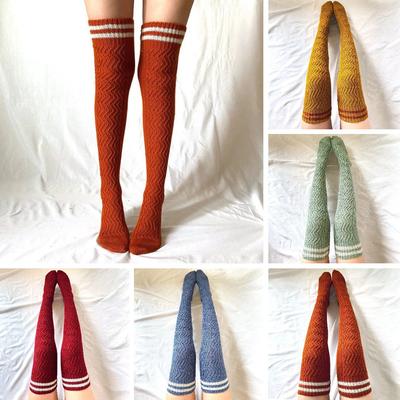 New Knit Cable Over Knee Socks Female Stockings Casual Women Warm Thick Winter Thigh High Socks Christmas Gifts Wholesale