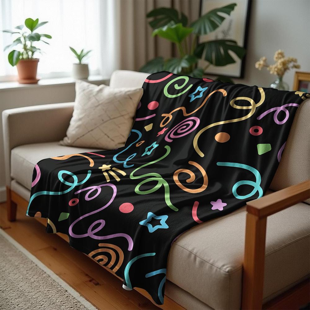 Rainbow Confetti Dot Cartoon Anime Print Flannel Blanket Soft Warm Throw for Kids Bedroom Sofa Christmas Office Car