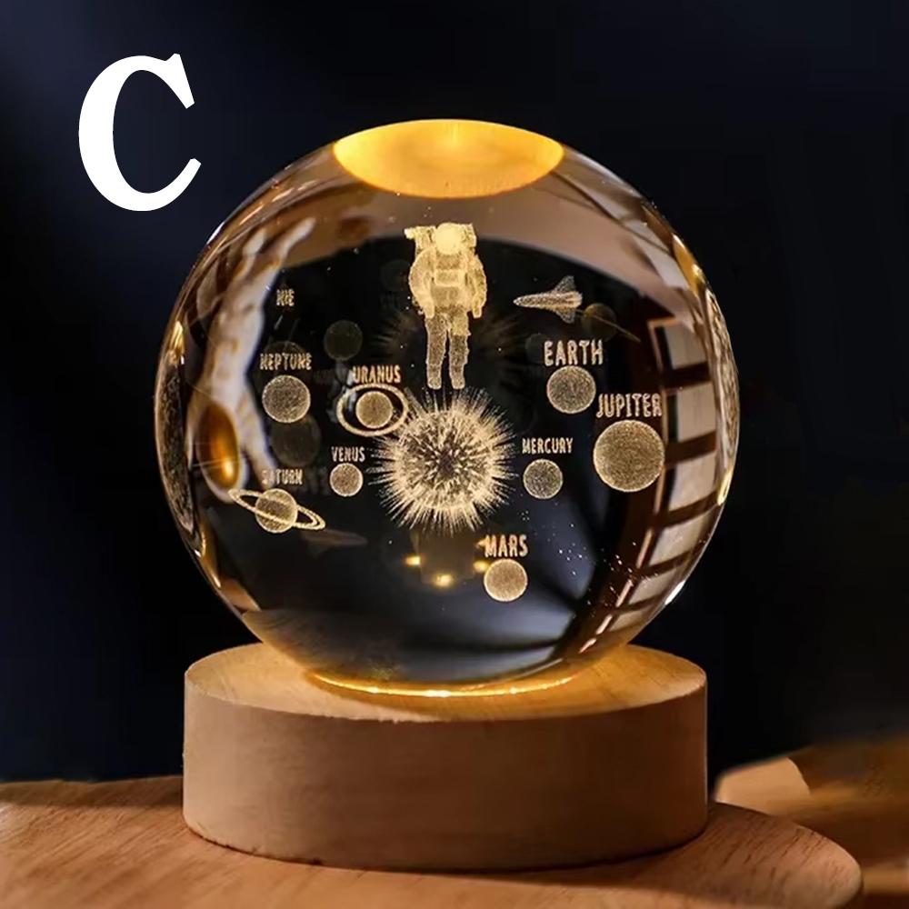 LED Night Light Solar System Galaxy Crystal Ball Table Lamp - Luminous Planet Bedside Lamp, An Ideal Gift For Astronomy Enthusia